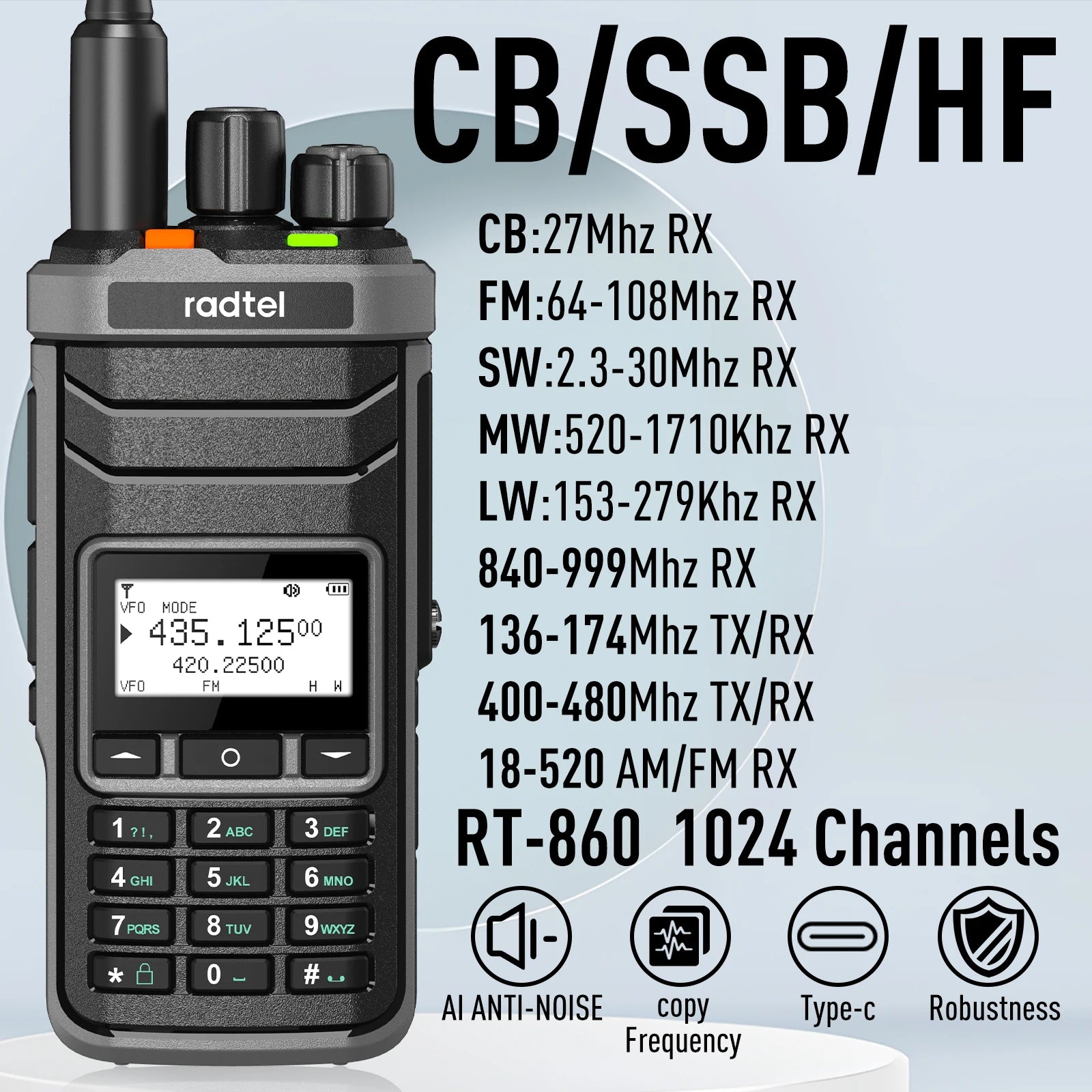 Multi-Band Radio Transceiver with Extended Range