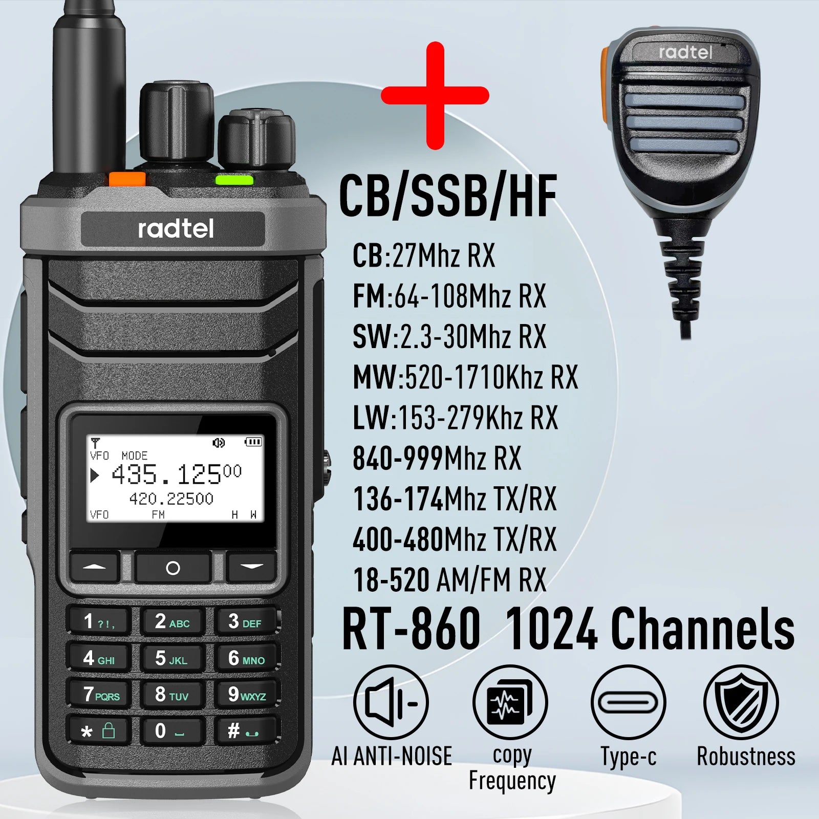 Multi-Band Radio Transceiver with Extended Range