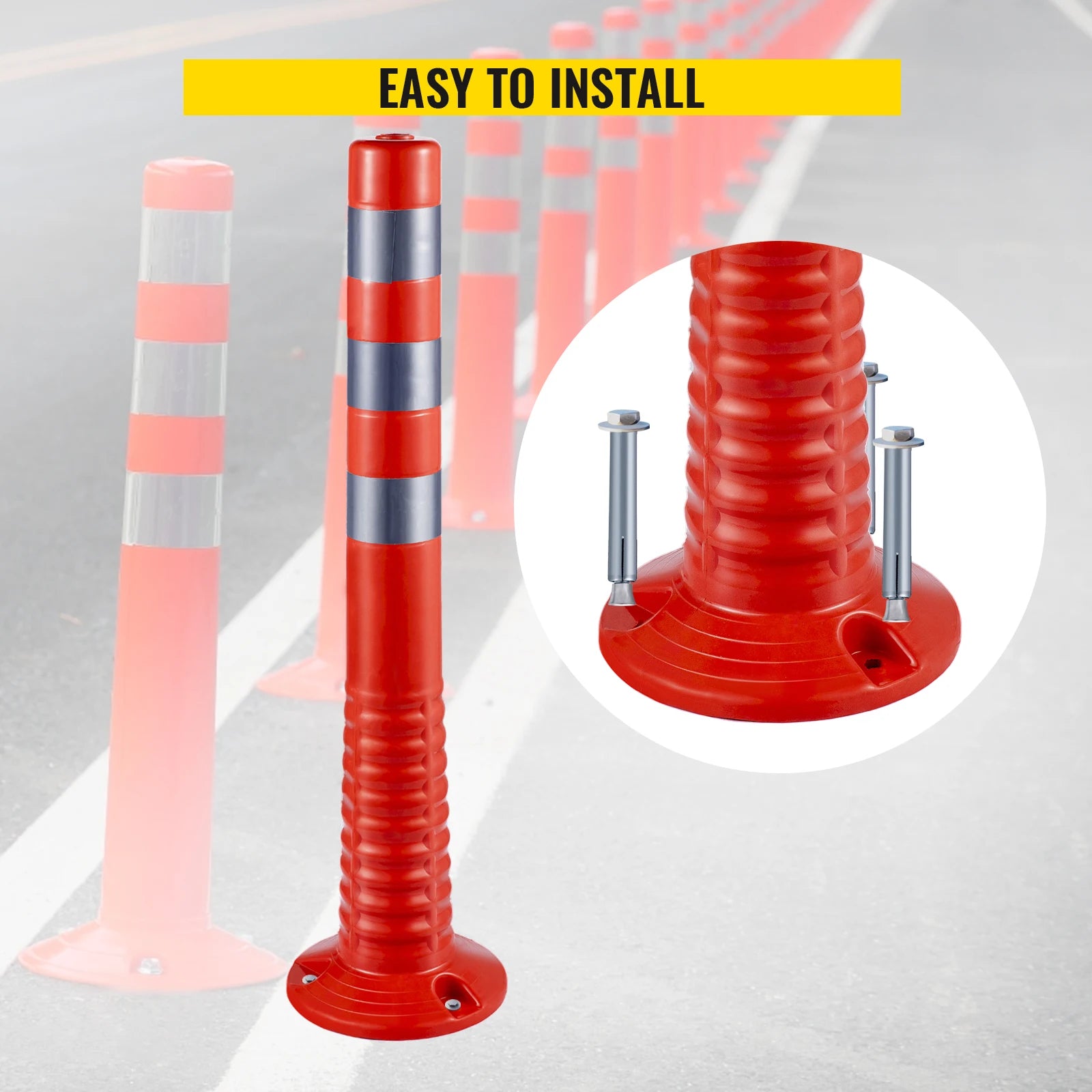 High-Visibility Traffic Safety Cones – Durable and Reflective Delineator Posts