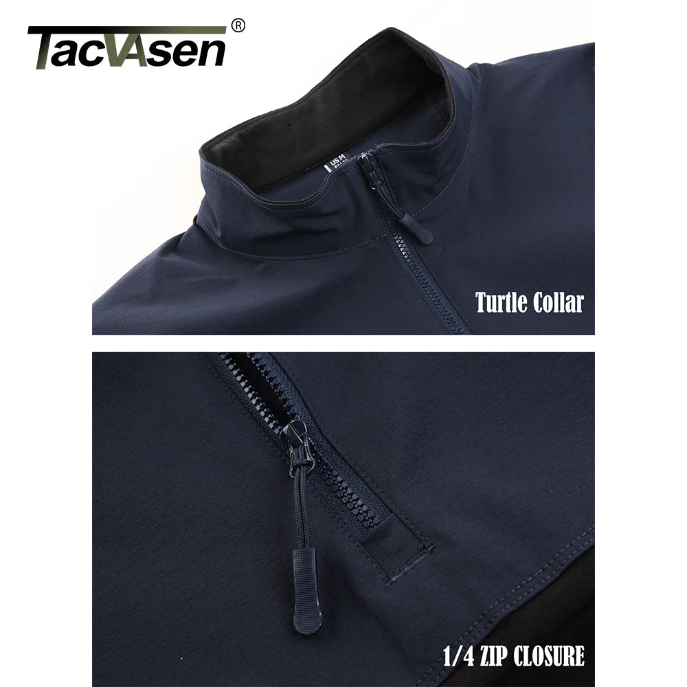 TACVASEN Men's Tactical Long Sleeve T-Shirt with Quarter Zip &amp; Sleeve Pockets | Ripstop Outdoor Tee