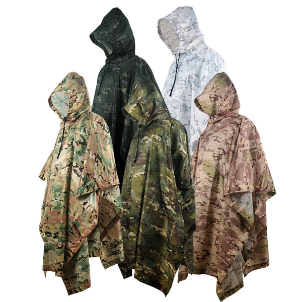 Tactical Camouflage Rain Poncho – Waterproof