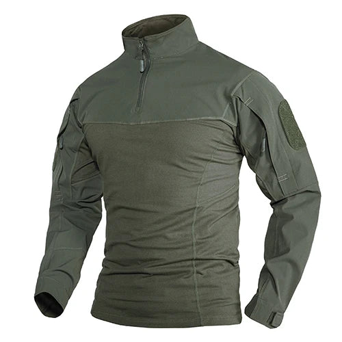 TACVASEN Men's Tactical Long Sleeve T-Shirt with Quarter Zip &amp; Sleeve Pockets | Ripstop Outdoor Tee