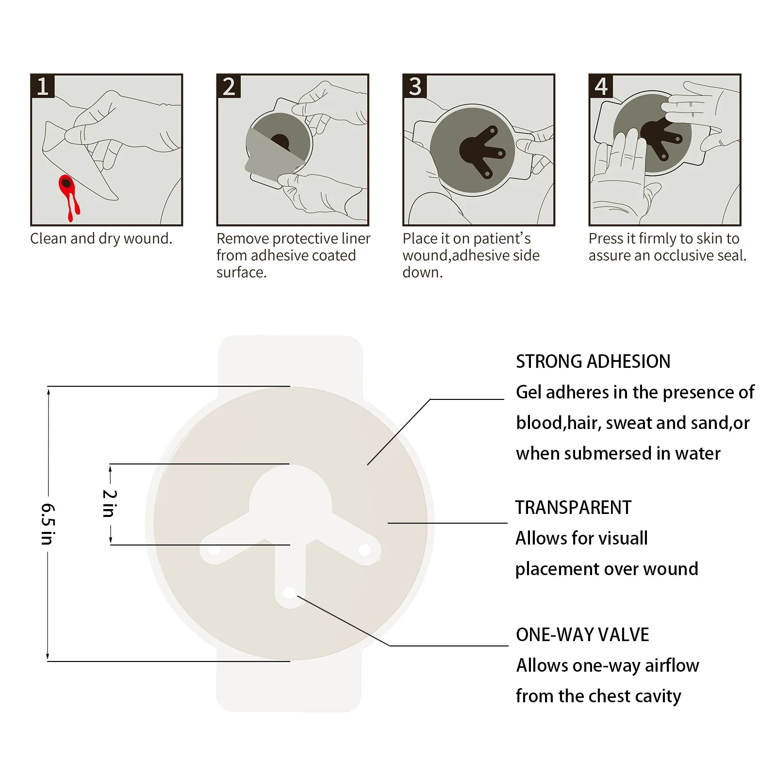 RHINO Vented Chest Seal for Trauma Care