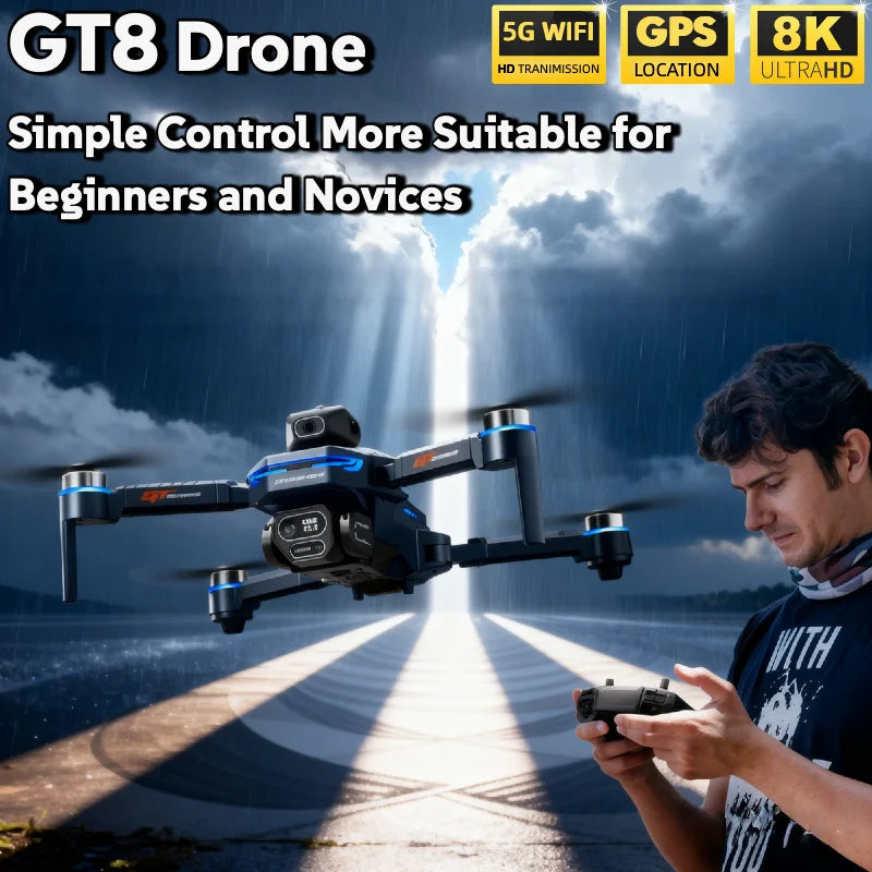 LS GT8 8K Brushless Drone with Dual Camera, Optical Flow & 4.3-Inch Screen Remote