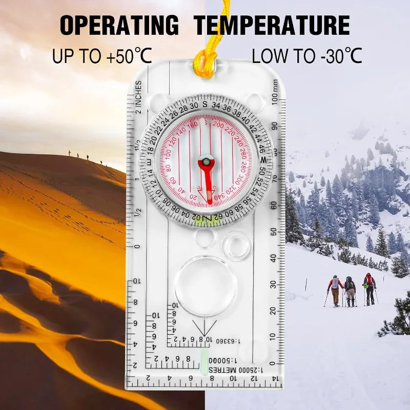 Military Tactical Acrylic Orienteering Compass & Map Ruler