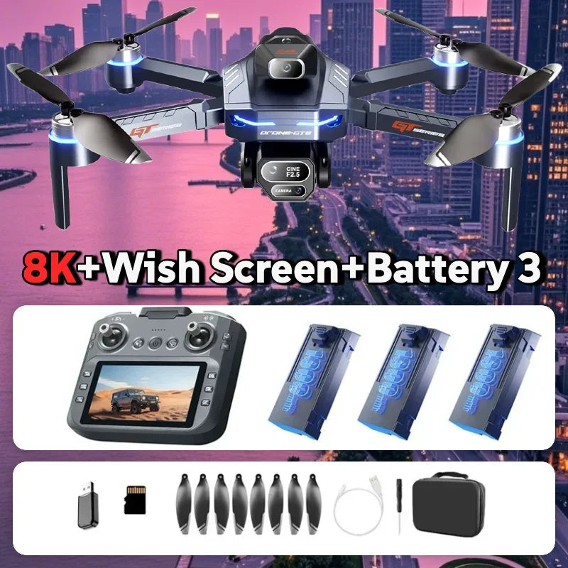 LS GT8 8K Brushless Drone with Dual Camera, Optical Flow & 4.3-Inch Screen Remote