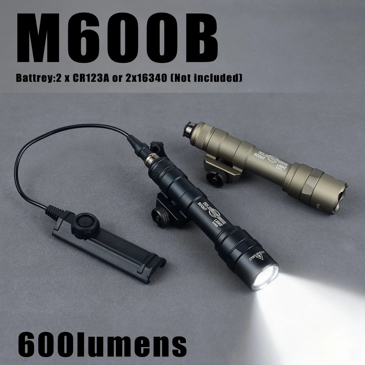 SureFire M600B Tactical Flashlight - 600 Lumen Scout Light for Rifles Shotguns