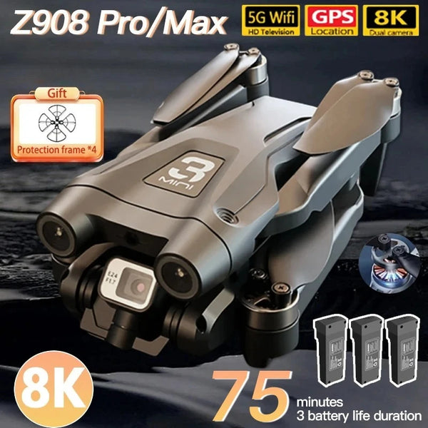 LS Z908 Pro Max 8K Brushless GPS Drone with Optical Flow & 3-Sided Obstacle Avoidance