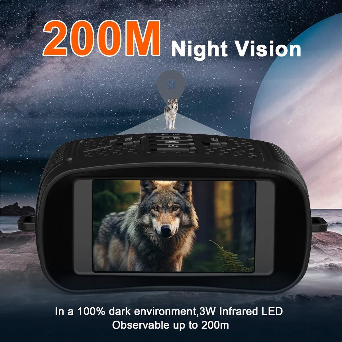 Night Vision Binoculars 2.5K 6X Digital Zoom with Tactical Light 2000mAh Battery