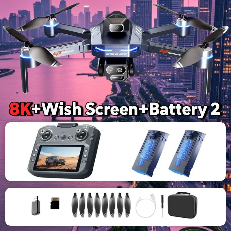 LS GT8 8K Brushless Drone with Dual Camera, Optical Flow & 4.3-Inch Screen Remote