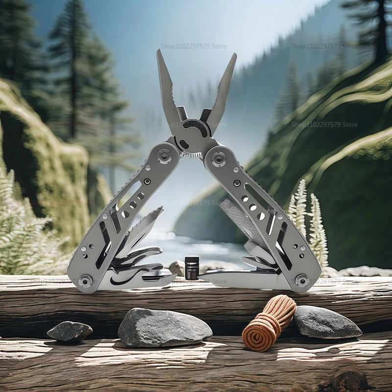 24-in-1 Mini Folding Multi-Tool – Stainless Steel Pocket Knife & Pliers with Sheath