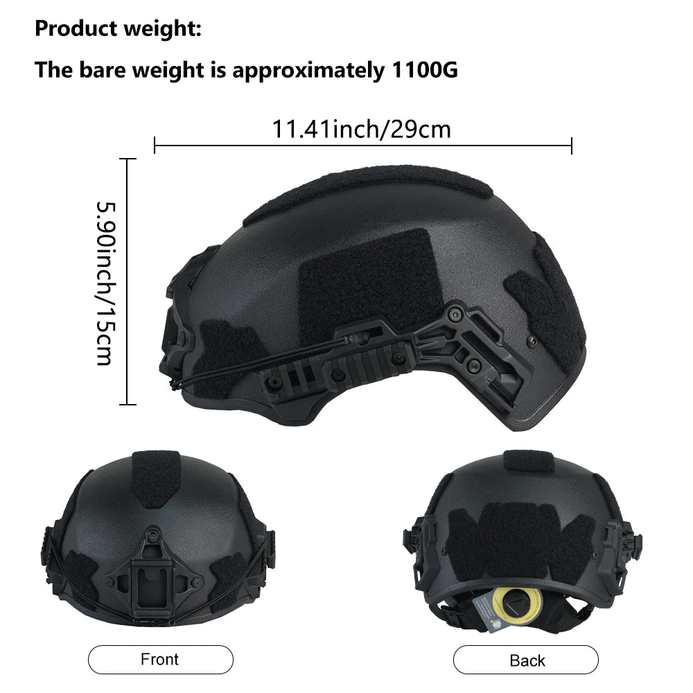 BOOIU Wendy 3.0 Tactical Helmet - Fiberglass High Cut with Rail System