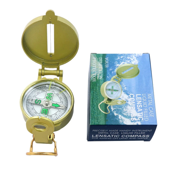 Military Lensatic Compass with Magnifier & Glow-in-the-Dark Dial