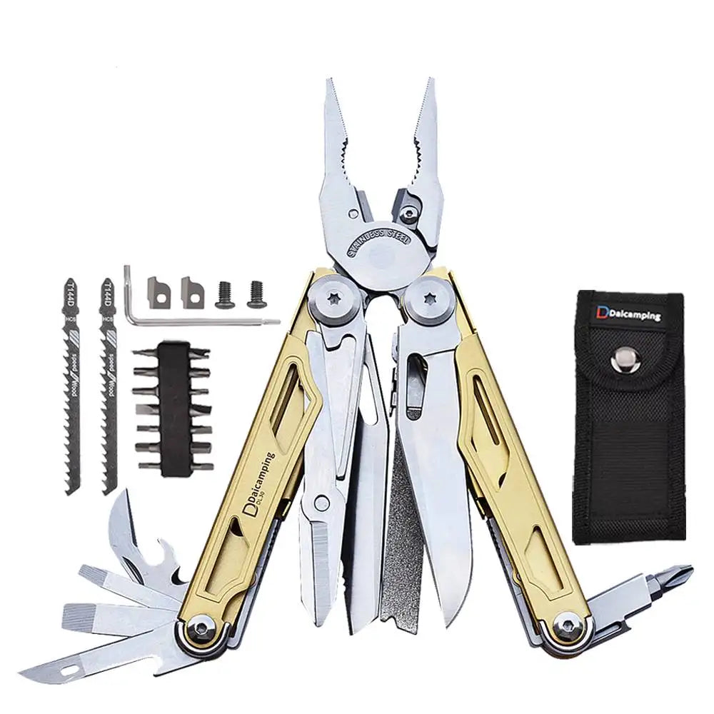 Daicamping DL30 Multi-Tool – Folding EDC Pliers with Knife, Scissors & 16 Bits