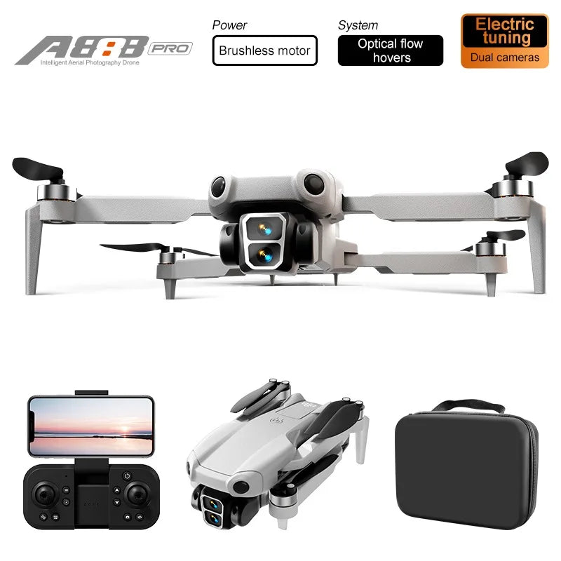 LS A888 Pro 8K Brushless Drone with Dual Camera, Optical Flow & 3-Sided Obstacle Avoidance