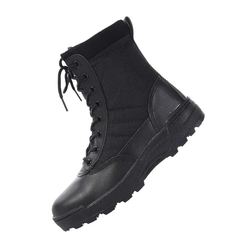Men's High-Top Tactical Leather Boots – Waterproof Hiking Shoes with Steel Toe | LEDP