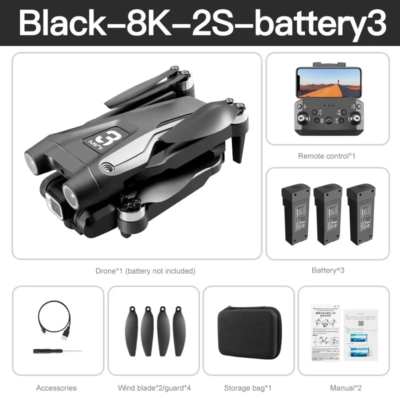 LS Z908 Pro Max 8K Brushless GPS Drone with Optical Flow & 3-Sided Obstacle Avoidance