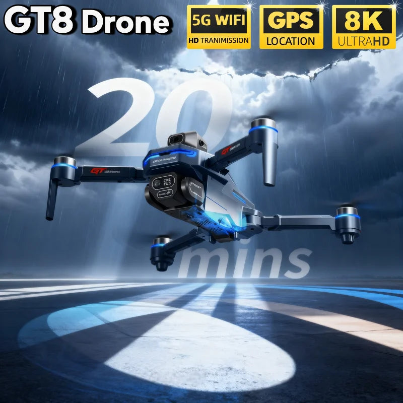 LS GT8 8K Brushless Drone with Dual Camera, Optical Flow & 4.3-Inch Screen Remote
