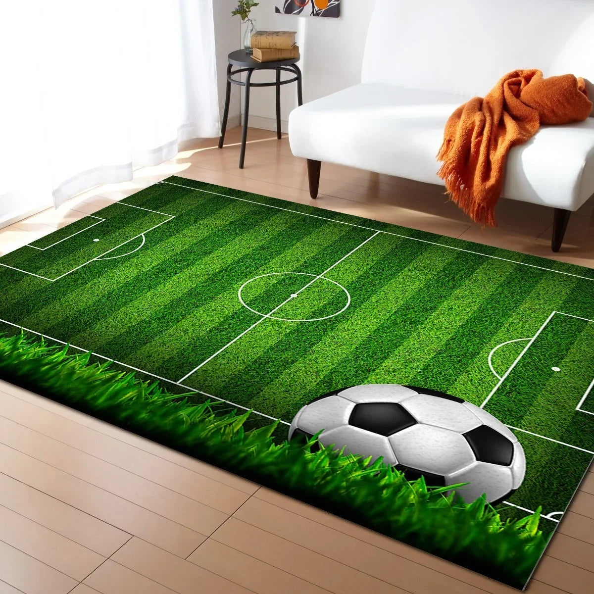 Football-Themed Rug – Home & Bedroom Decor