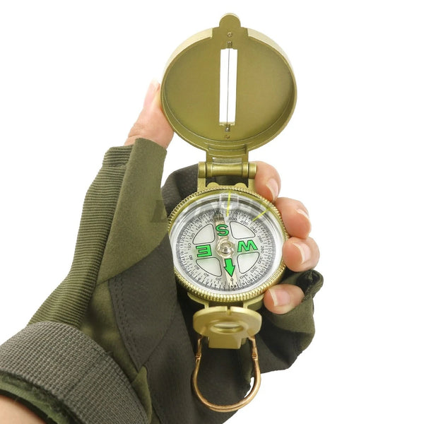 Military Lensatic Compass with Magnifier & Glow-in-the-Dark Dial