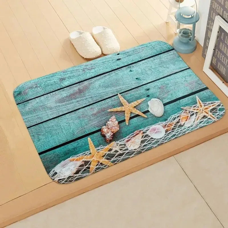 Beach starfish absorbent floor mat