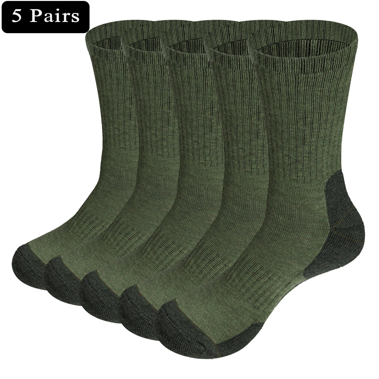 5 Pairs of Cushioned Crew Hiking Socks – Durable Outdoor Performance