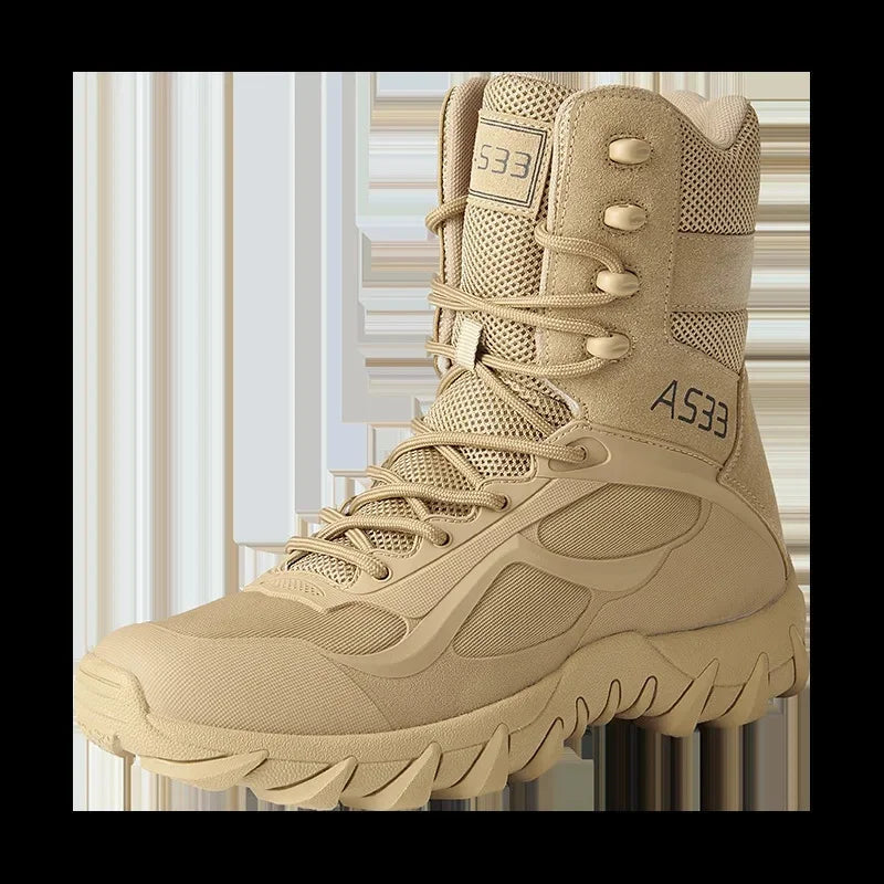 Men's High-Top Tactical Hiking Boots – Breathable Desert Work Shoes with Extended Sizing