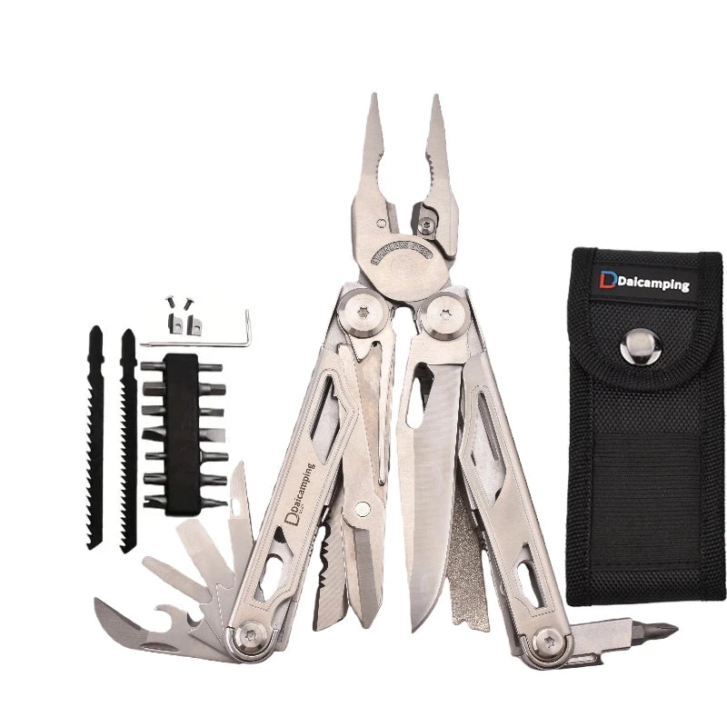 Daicamping DL30 Multi-Tool – Folding EDC Pliers with Knife, Scissors & 16 Bits