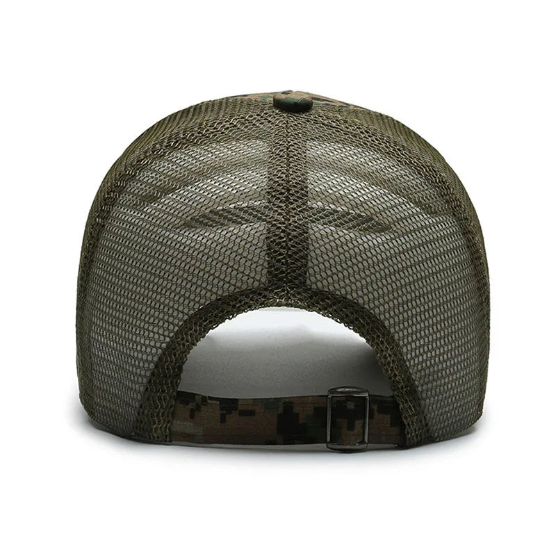 Adjustable Breathable Baseball Cap with Geometric Camouflage Design and UV Protection