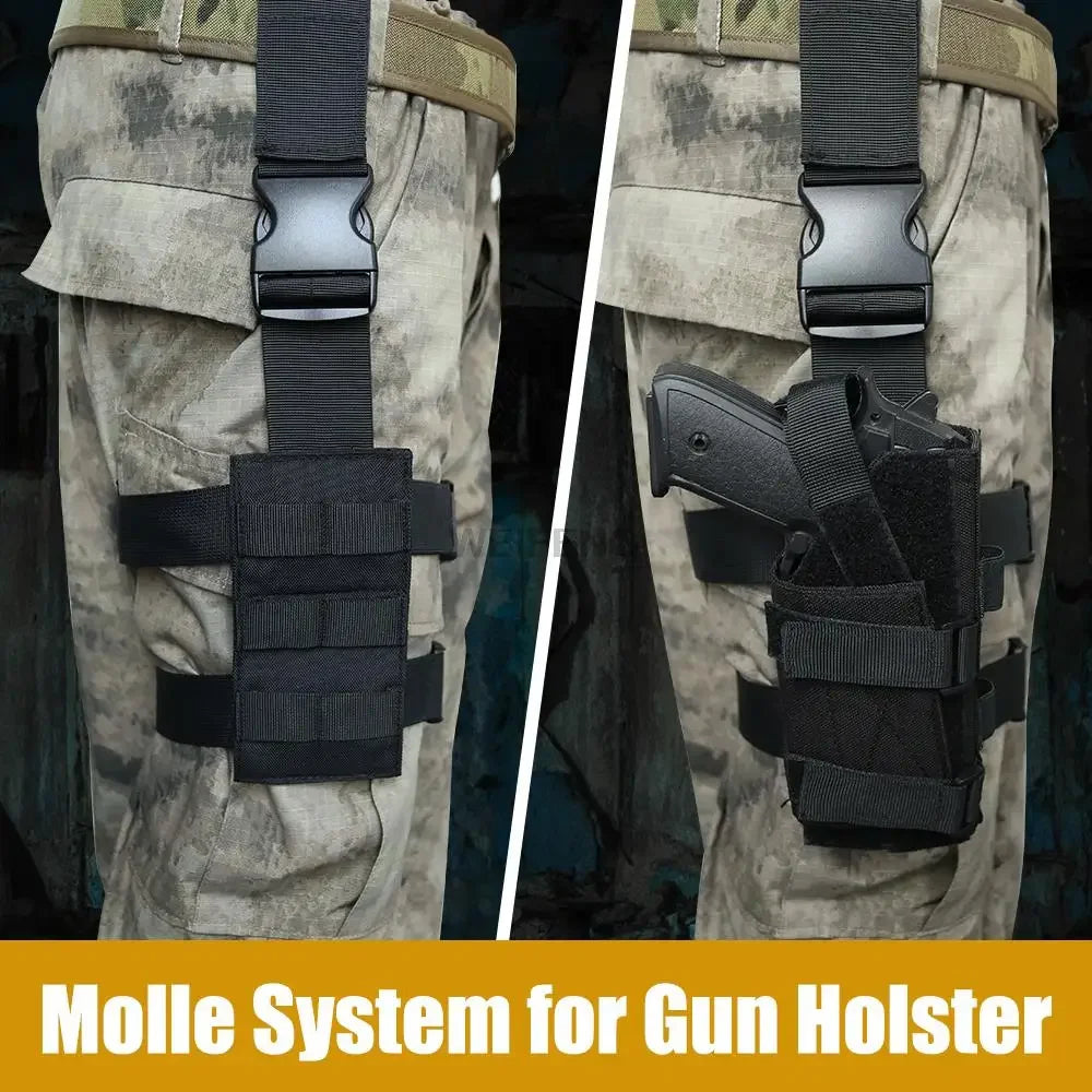 1000D Nylon MOLLE Tactical Waist & Drop Leg Pistol Holster | Right Hand