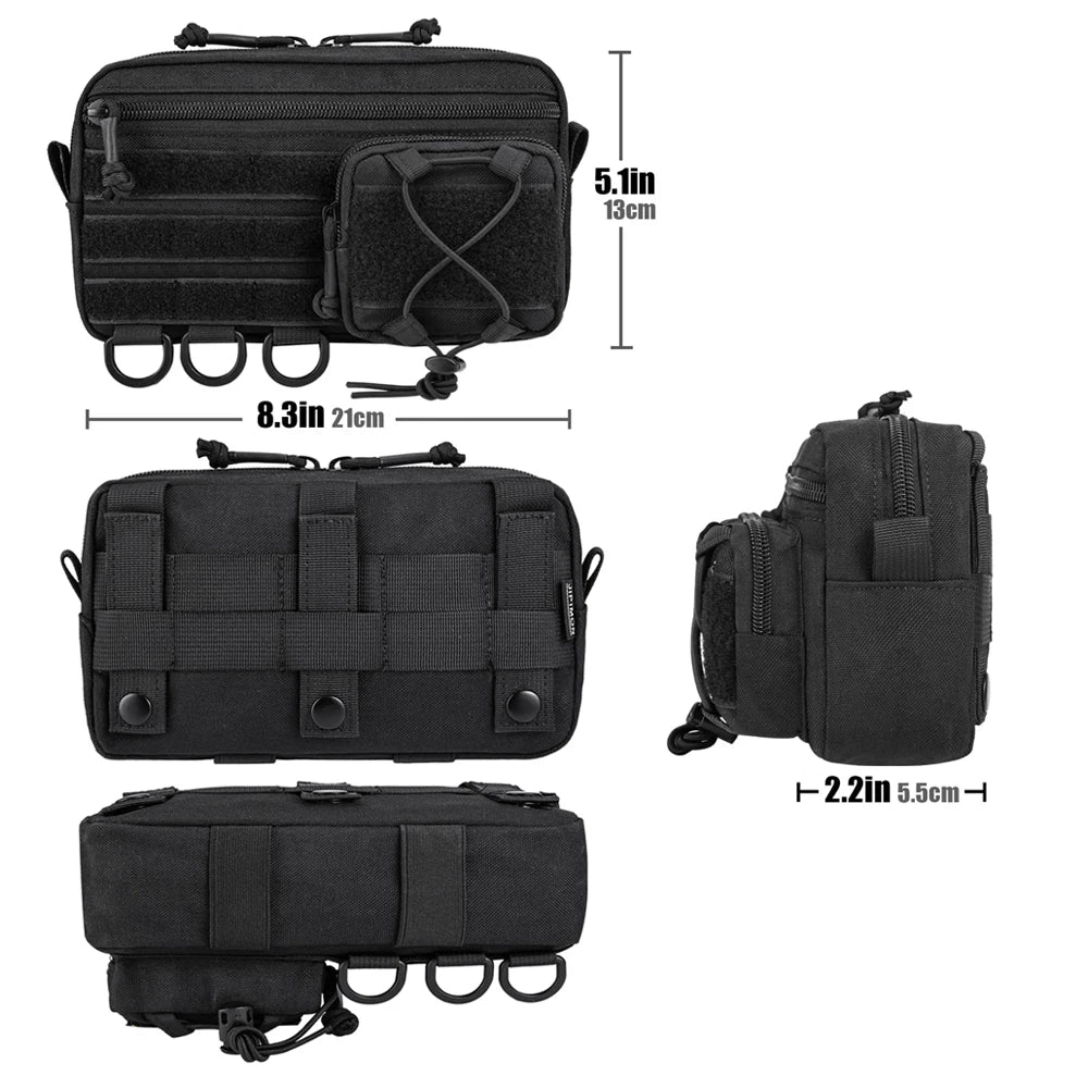 Modular Tactical Organizer Pouch with Multi-Compartment Storage for Outdoor and Hunting Applications