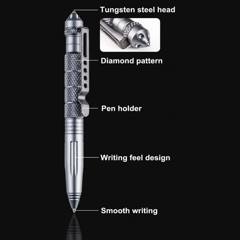 Aviation Aluminum Military Tactical Ballpoint Pen with Glass Breaker & Anti-Slip Grip