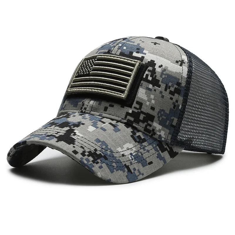 Adjustable Breathable Baseball Cap with Geometric Camouflage Design and UV Protection