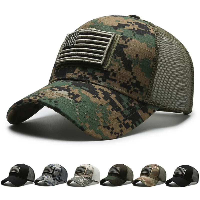 Adjustable Breathable Baseball Cap with Geometric Camouflage Design and UV Protection