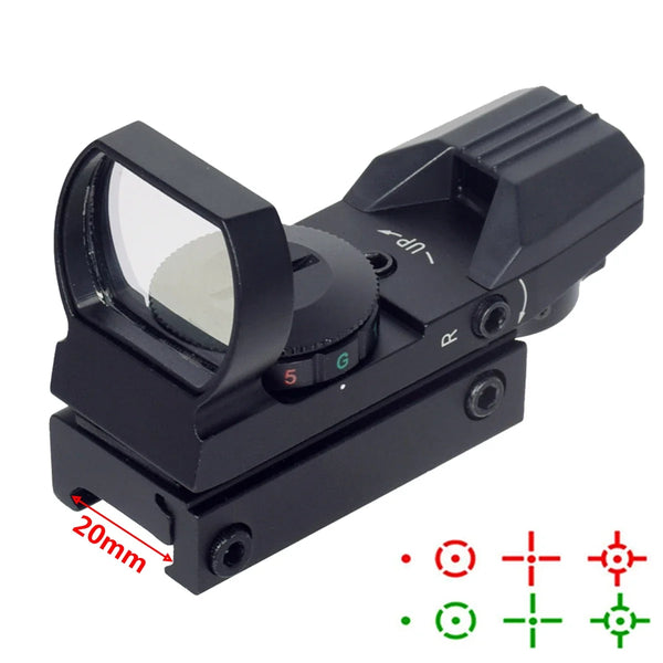 4-Reticle Reflex Red/Green Dot Sight – Tactical Scope for 20mm Rail | ≤6x