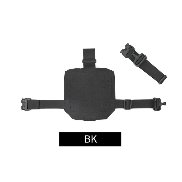 Black tactical vest with straps on a white background