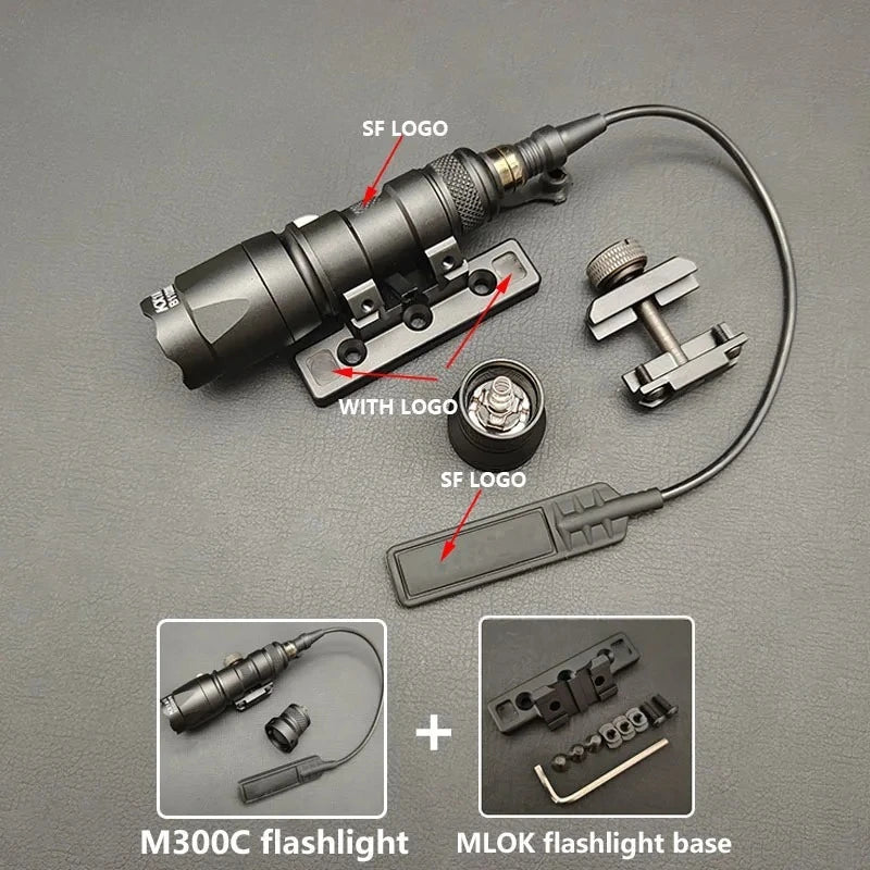 Tactical M600C M300C LED Flashlight - 20mm Rail Mount Scout Light for Rifles