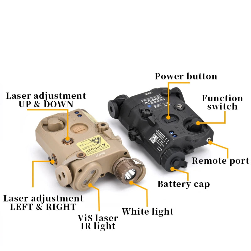 WADSN PEQ-15 LA5C Tactical Airsoft Light - Red Dot Laser; Strobe Modes