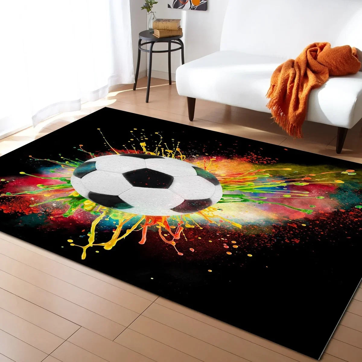 Football-Themed Rug – Home & Bedroom Decor