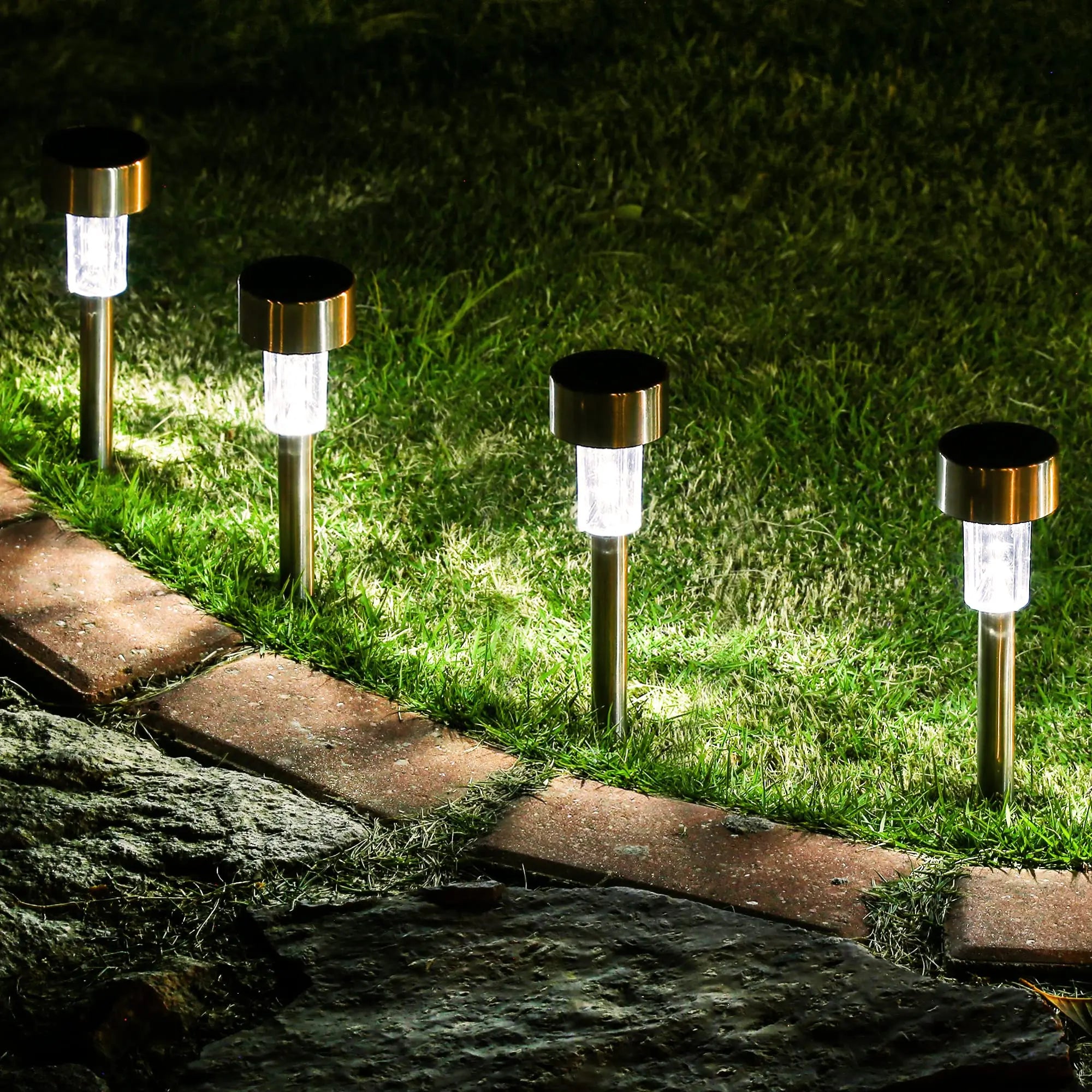 Solar-Powered Stainless Steel Lawn Light – IP65 Waterproof