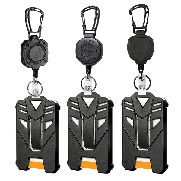 Tactical ID Badge Holder with Retractable Reel & Carabiner