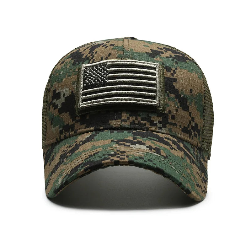 Adjustable Breathable Baseball Cap with Geometric Camouflage Design and UV Protection