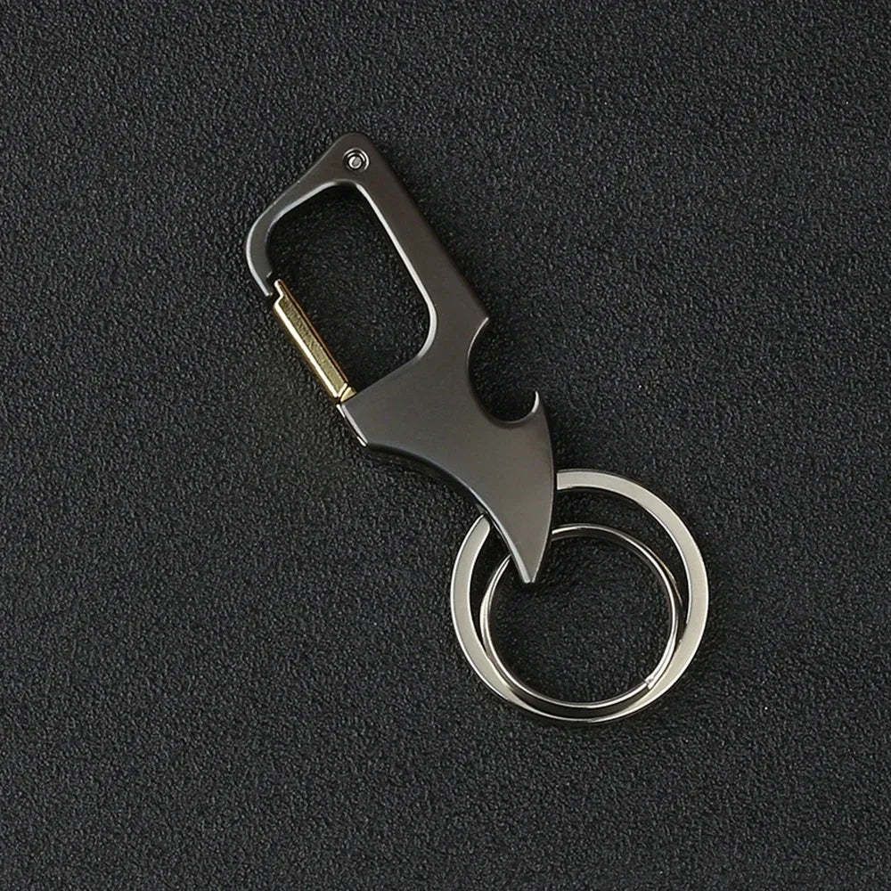 Titanium Alloy Carabiner Keychain – EDC Key Ring with Corkscrew, Gift for Men
