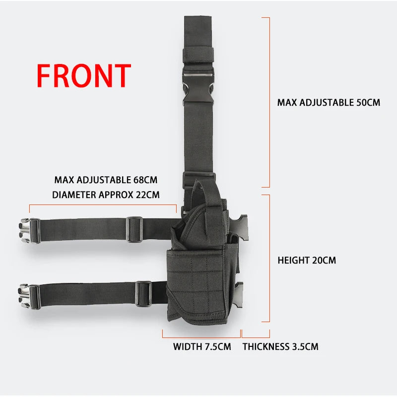Universal 900D Nylon Drop Leg Tactical Holster with Mag Pouch | Right Hand