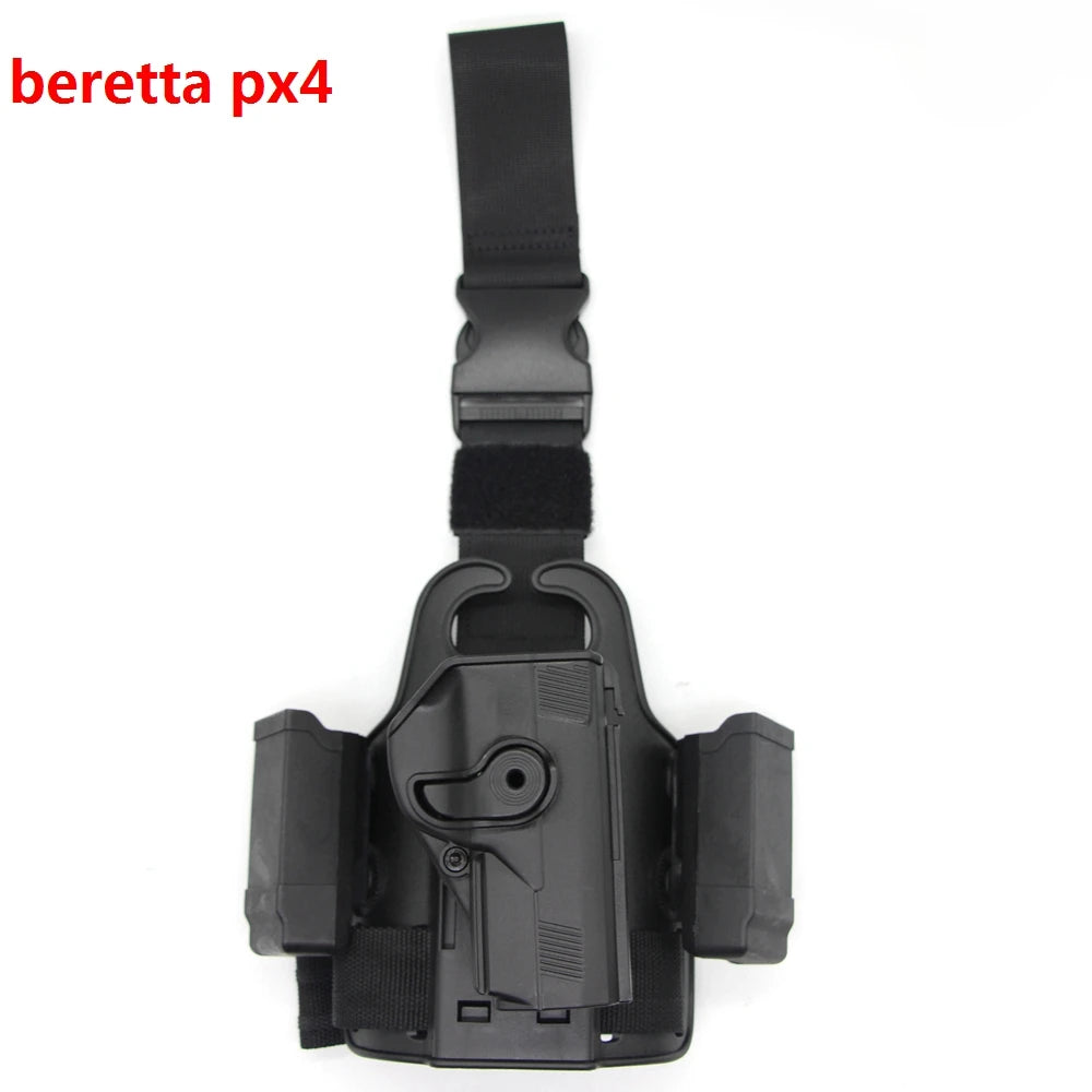 Tactical Drop-Leg Pistol Holster – Nylon Thigh Rig with Dual Mag Pouch | CLUSGO