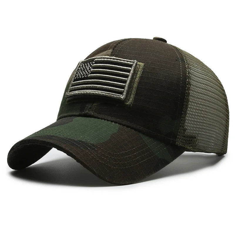 Adjustable Breathable Baseball Cap with Geometric Camouflage Design and UV Protection