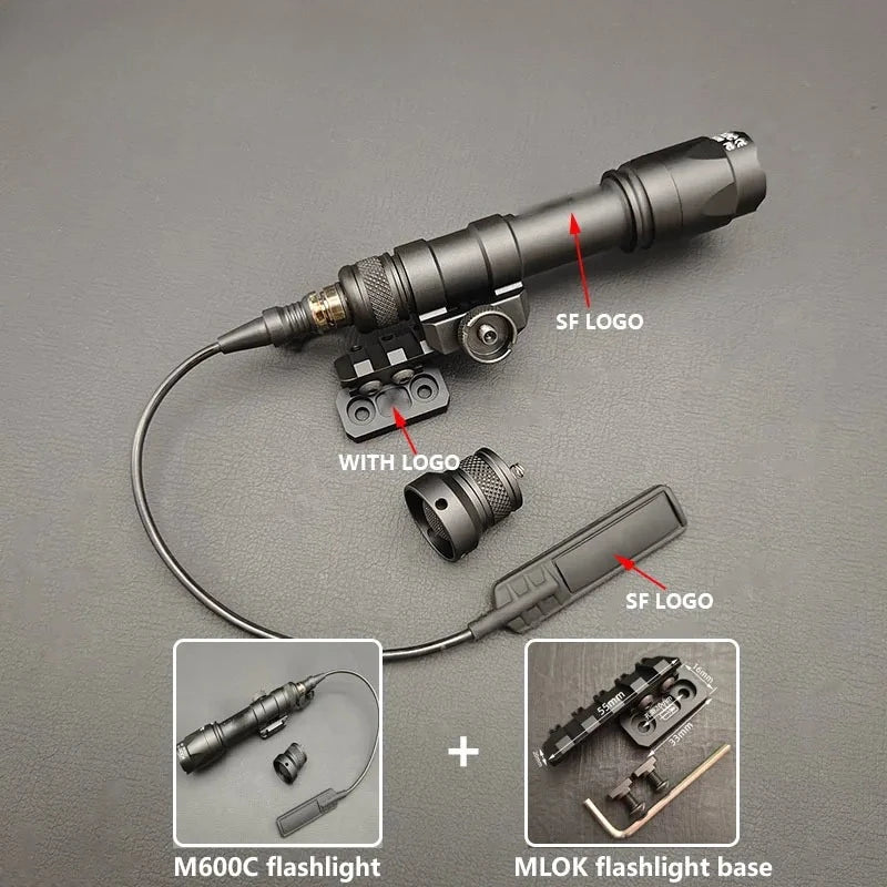 Tactical M600C M300C LED Flashlight - 20mm Rail Mount Scout Light for Rifles
