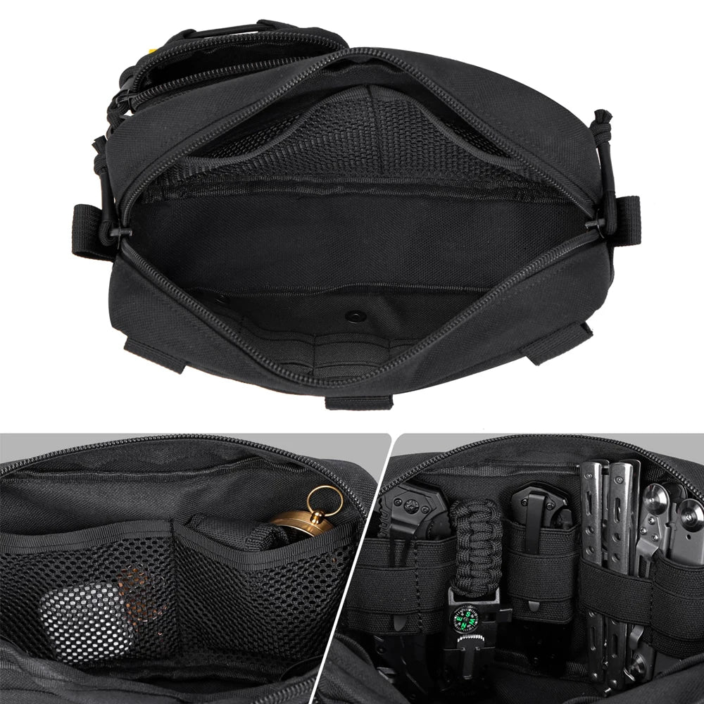 Modular Tactical Organizer Pouch with Multi-Compartment Storage for Outdoor and Hunting Applications