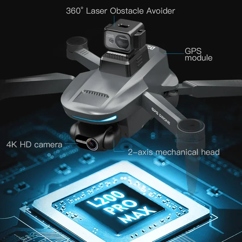 L200 Pro Max 4K GPS Drone with 2-Axis Gimbal 360° Laser Obstacle Avoidance