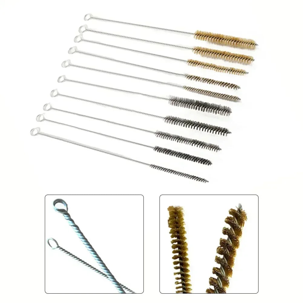 5/10-Piece Stainless Steel & Brass Twisted Wire Bore Cleaning Brush Set